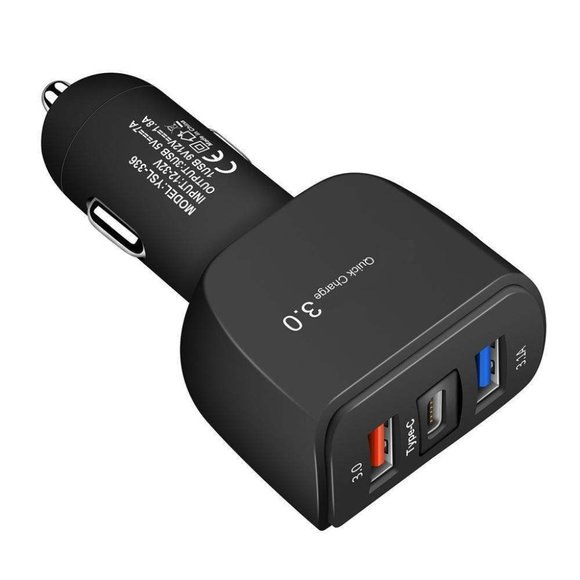 PD Type C Fast Car Charger 3 Ports QC 3.0 Quick Charge for iPhone, Samsung, LG - Picture 2 of 2